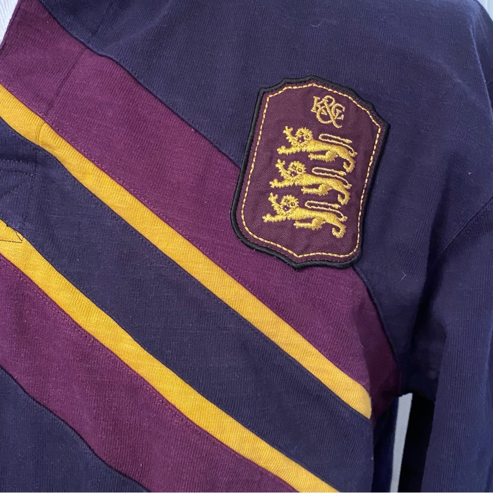 KENT & CURWEN MENS RUGBY POLO SHIRT ENGLAND BLUE PURPLE WHITE COTTON UK 40 US M - Picture 2 of 14
